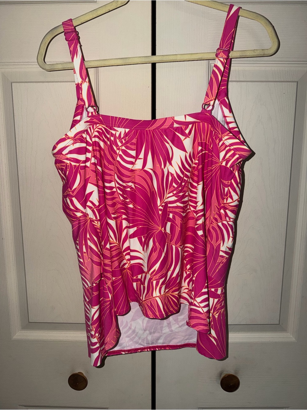 Beach House Fuchsia & White Tropical Swim Top - Picture 2 of 3